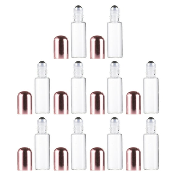10pcs Refillable Transparent Glass Roller Bottles with Lid for Storage 5ml