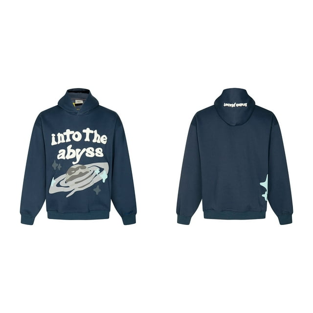 Sweat à Capuche Planète Cassé Tendance Américaine Imprimé Amusant de Rue plus Velours design Ample