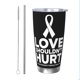 thumbnail image 1 of Vaso de acero inoxidable de 20 oz para café, taza térmica portátil con tapas para el mes de concientización sobre la violencia doméstica, 1 of 7