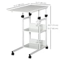 thumbnail image 2 of Bureau Debout Mobile à Hauteur Réglable - Table d'Appoint Blanche Roulante avec Rangement à 3 Niveaux pour Bureau à Domicile, Salon Ou Chambre - 31,5 Pouces L x 15,8 Pouces L, 2 of 7
