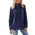 thumbnail image 1 of Sudadera con capucha para mujer Sudadera con capucha de color sólido Manga larga Cuello con cremallera Top suelto informal de otoño, Azul oscuro, S Eigraketly AP003716-16, 1 of 7