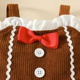 thumbnail image 5 of GYRATEDREAM Infant Baby Girl Corduroy Overall Dress Toddler Christmas Gingerbread Man Bowknot Casual Suspender Dresses Fall Winter Clothes Brown for 3M-3T, 5 of 7