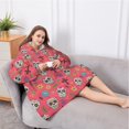 thumbnail image 5 of Oversized Wearable Blanket Hoodie,Red Skull Flower Cross Pattern Sherpa Blanket Hoodie with Super Pockets,Super Warm Fuzzy Pullover for Women & Men, 5 of 6