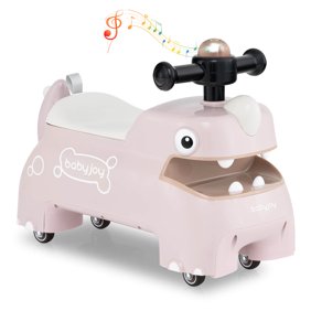 Infans Ride on Toy Baby Dinosaur Sliding Car w/ 4 Universal Casters Under-Seat Storage