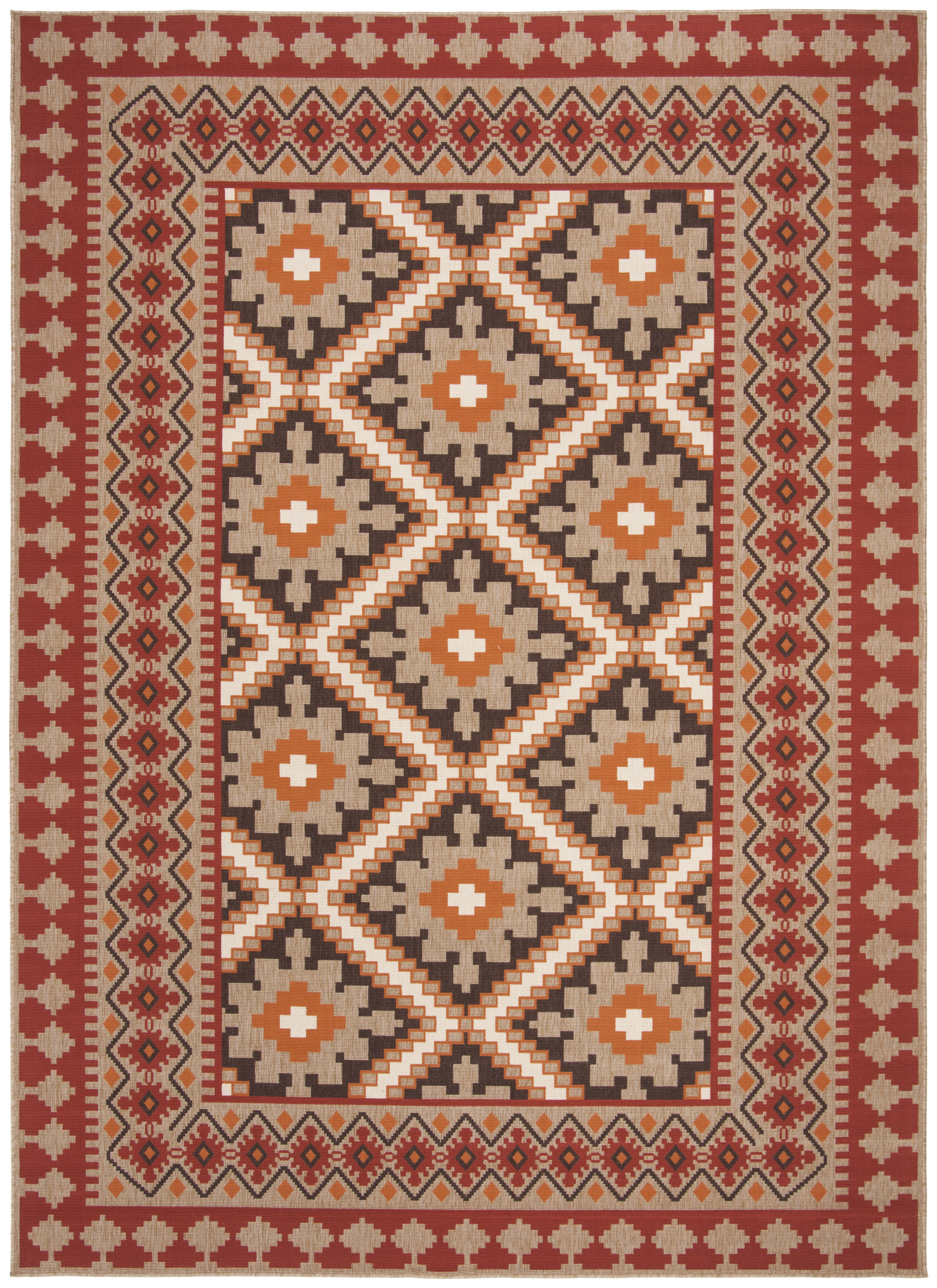 SAFAVIEH Veranda Magna Southwestern Indoor/Outdoor Area Rug, 8' x 10', Red/Natural
