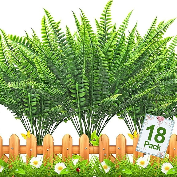 Morttic 18 Pcs Artificial Plants Decor Fake Plants Greenery Faux Plant Boston Fern Outdoor UV Resistant Plants Outside Indoor for Hanging Planter Home Garden Decor