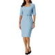thumbnail image 1 of Vestidos de tubo para mujer Inspire Chic con cinturón, vestido vintage de escote corazón, lápiz, M azul, 1 of 4