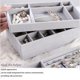 thumbnail image 4 of Organizador de cajones apilable, bandejas organizadoras de joyas para cajones, anillos, pendientes, collares, pulseras, caja de escaparate de almacenamiento (gris), 3 uds., 4 of 5