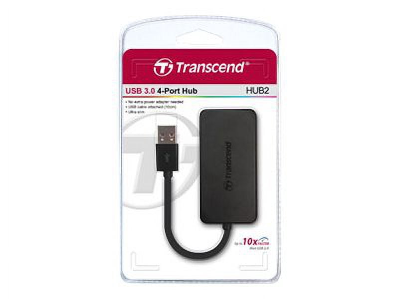 Transcend HUB2 4-port USB Hub - USB - External - 4 USB Port(s) - 4 USB 3.0 Port(s) - PC, Mac, Linux