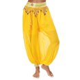 thumbnail image 2 of Jhaoyu Womens Belly Dance Pants Baggy Harem Pants Indian Dance Costume Trousers Halloween Cosplay Yellow One Size, 2 of 8