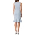 thumbnail image 3 of INSPIRE CHIC Vestido de Tweed sin mangas con escote en V y volantes, vestido ajustado tipo sirena M Blanco Azul, 3 of 6