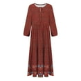 thumbnail image 3 of Fnooota Casaul Dresses for Women, 3/4 Sleeve Party Maxi Printed V Neck Long Dresses Red Size S, 3 of 3