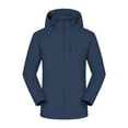 thumbnail image 6 of Crgrtght Women Hooded Zip Long Sleeve Solid Casual Travel Jacket Coat Waterproof Hiking Jacket Windproof Outdoor Slim Lightweight Rain Jacket, Navy M, 6 of 7