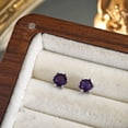 thumbnail image 3 of 1Ct Lab Created Amethyst Round Cut Beauty Stud Earrings 14K White Gold Plated, 3 of 4