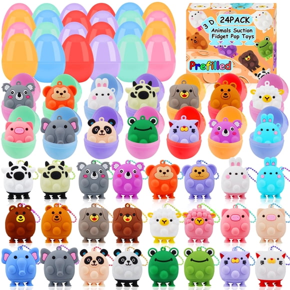 Huevos De Pascua Precargados Con Juguetes Pop De Animales 24 Piezas Huevos De Pascua Rellenos Para Búsqueda De Huevos Cestas De Pascua Rellenos Para Niños Favores De Fiesta De Pascua Premios