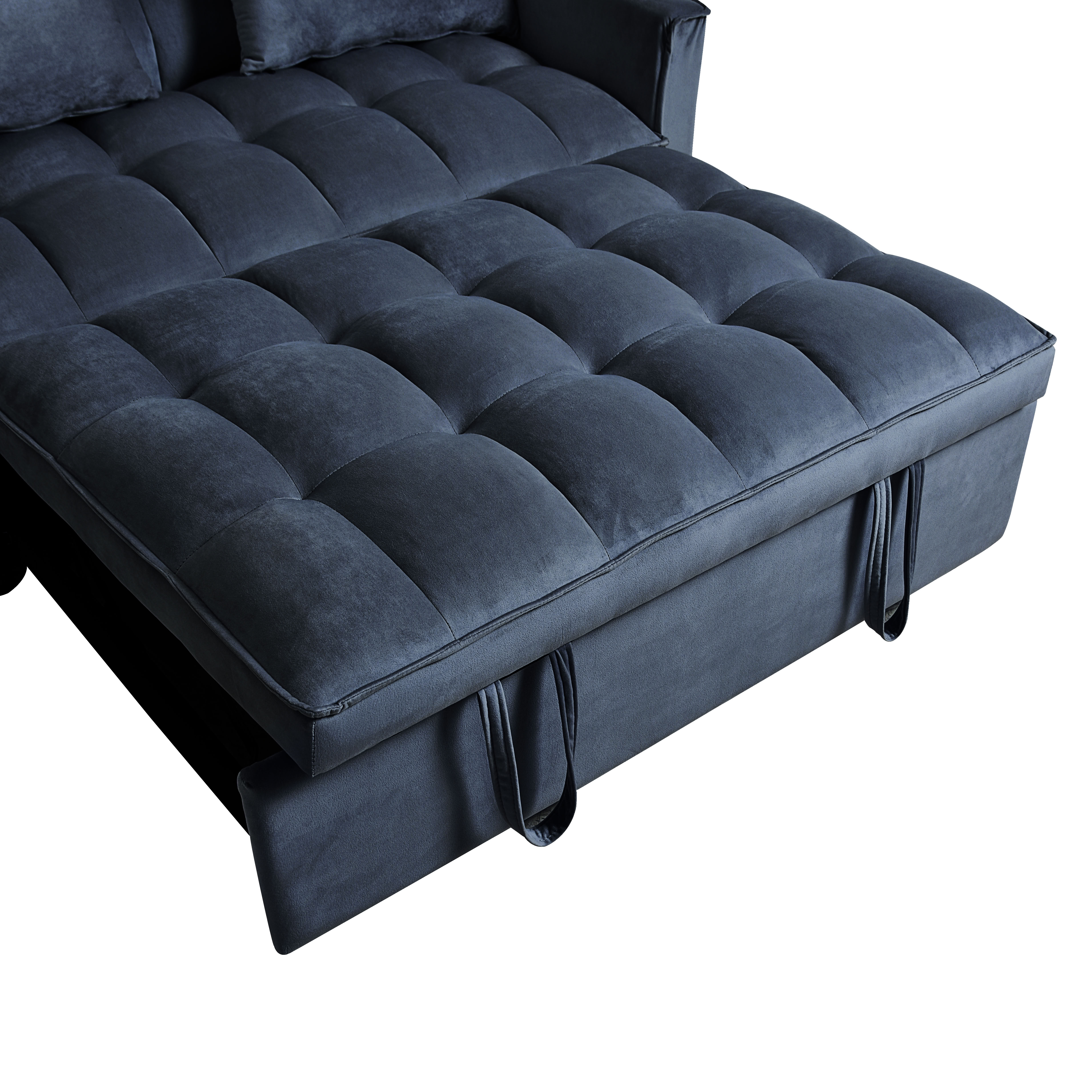 MAYEERTY 3-in-1 Velvet Convertible Sleeper Sofa Bed with Adjustable Backrest Pull-Out Couch for Living Room Apartment Small Space