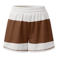 thumbnail image 5 of Women's Striped Shorts Suit V Neck Oversized Shirt and Shorts Casual Summer Activewear 2 Piece Set Brown S, 5 of 6