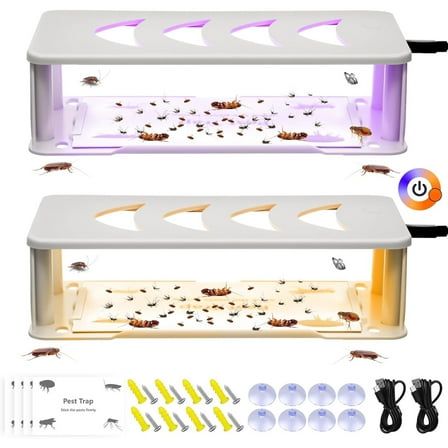 Home Defense Bed Bug Trap, 2 Traps with 4 Glue Discs, Pesticide Free & Easy To Use