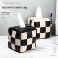 thumbnail image 3 of Artisanal Woven Leather Tissue Box with Chessboard Design - Creative Home/Office Paper Roll Holder for Living Room, Durable Handcrafted Storage Solution in Black, 3 of 6