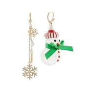 Betsey Johnson Women's Holiday Snowman Mismatch Earrings