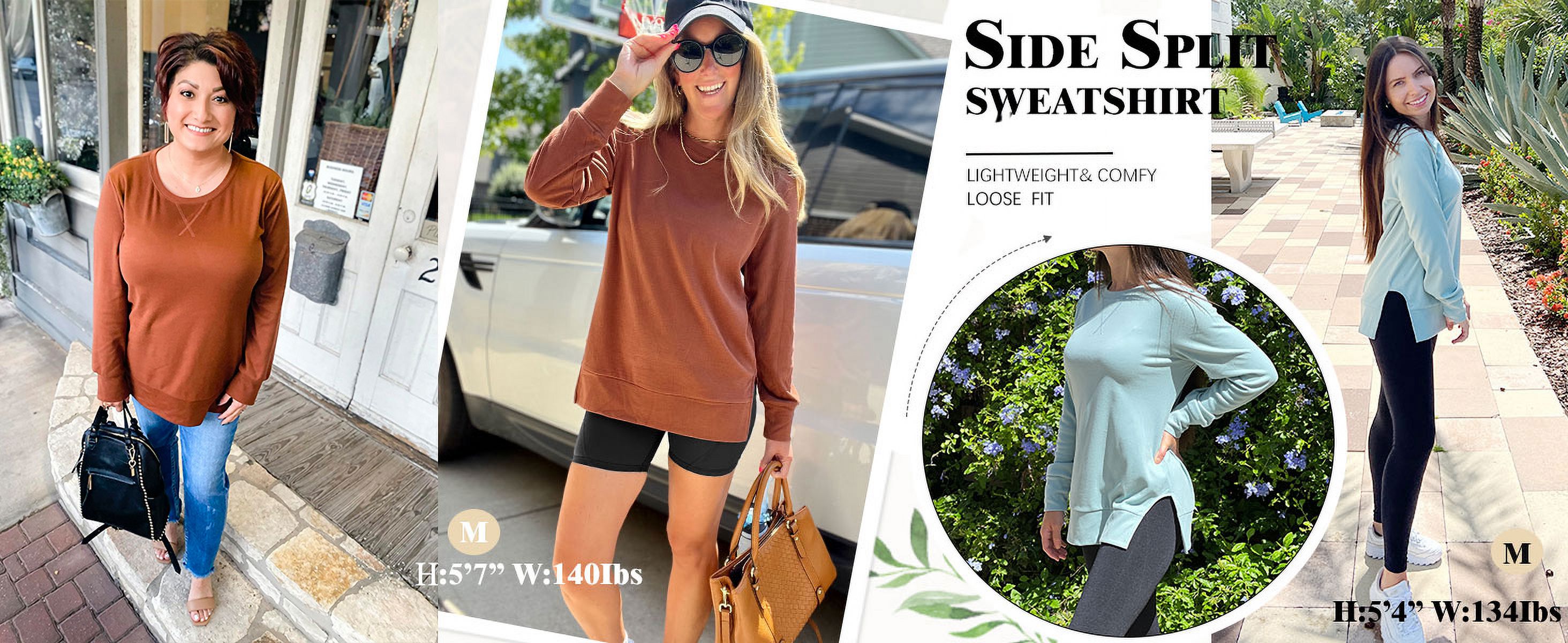 MOSHU Women's Crewneck Sweatshirt with Side Split Hem photo 8