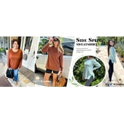 MOSHU Crewneck Sweatshirts for Women Side Split Long Sleeve Shirts Fashion Fall Womens Tops