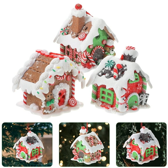 3Pcs Christmas Gingerbread Santa Snowman Snowflake Ornaments, Cute Santa Snowman and Candy Peppermint Xmas Home Decor