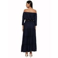 thumbnail image 4 of eloria Women Fashion Off Shoulder Flared Sleeves Maxi Dress Any Occasion, Fabric: Rayon,Color : Navy Blue, Size : 2XL, 4 of 6