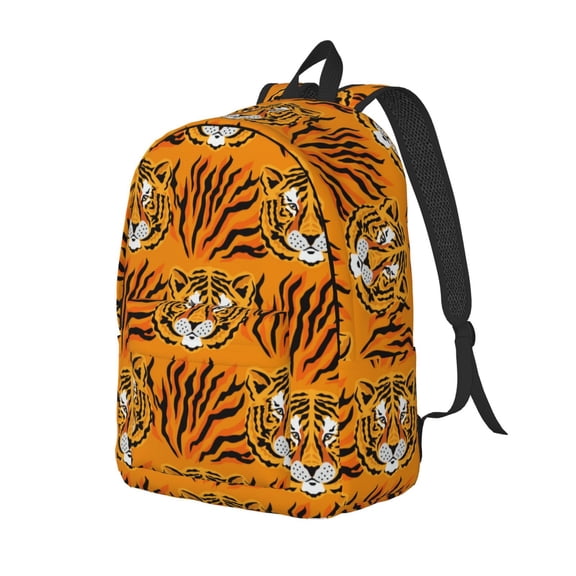 Ratiio Tiger Print Canvas Backpack for Women & Men Retro Aesthetic Rucksack Basic Backpack for High School/College Students Travel Laptop Bag