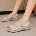 thumbnail image 2 of Bmisegm Ladies Summer Casual Solid Colour Hollow Rome Large Size Flat Bottom Thick Bottom Sandals Womens Sandals Summer Grey 7, 2 of 9