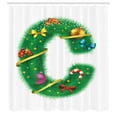 thumbnail image 2 of Ambesonne Christmas Alphabet Shower Curtain, C Letter Symbol, 69"Wx70"L, White Green and Dark Yellow, 2 of 4