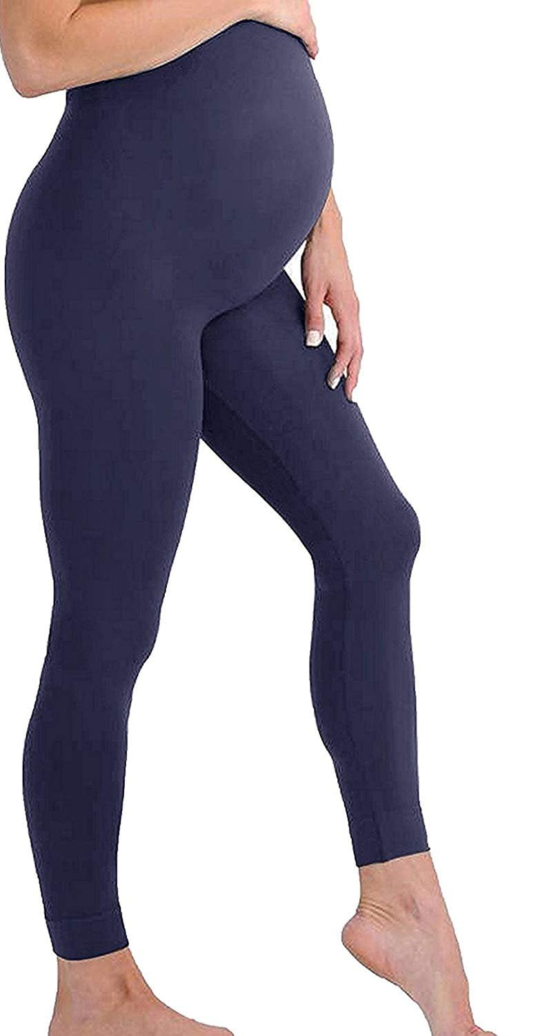 Navy Space Grey Maternity Leggings Seamless Solid Color Nursing Clothes Tights 3 Pack Dark Grey