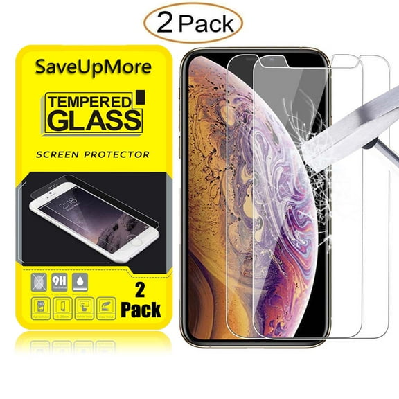 [2-Pack] iPhone XS Max Screen Protector, Screen Protector For 6.5" iPhone XS Max, Njjex 9H HD Ultra Clear Anti-Bubble Scratch Proof Tempered Glass Screen Protector For iPhone Xs Max 6.5" 2018