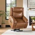 thumbnail image 3 of ReNest Dual Motor Power Lift Recliner with Massage and Heat, Top-Grain Leather, USB and Type-C Charging，Saddle, 3 of 28