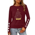 thumbnail image 2 of HOMBOM Womens Christmas Shirts Long Sleeve Dressy Casual Graphic Wine Reindeer Xmas Blouse for Women Crewneck, 2 of 9