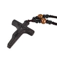 thumbnail image 2 of VNOX Handmade Wooden Crucifix Cross Necklace with Jesus - Natural Ebony Wood Braided Cord Cross Necklace for Men Women Religious Jewelry,Catholic Gift for Baptism Confirmation Easter, 2 of 10