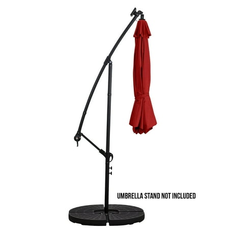 Sun Ray - 10' Offset Aluminum Solar Umbrella - Cross Base - OLEFIN FABRIC - Grey