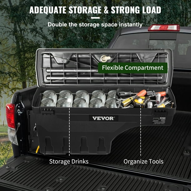 VEVOR Truck Bed Storage Box Lockable Lid Waterproof ABS Wheel