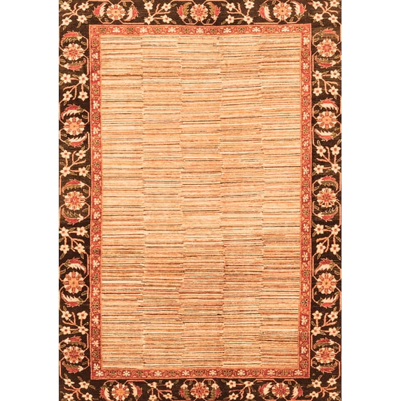 Ahgly Company Indoor Rectangle Abstract Orange Modern Area Rugs, 2' x 3'