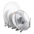 thumbnail image 1 of Yeacher Kitchen Utensil Organizer Stainless Steel Pot Lid Plate Holder Rack 4 Sectional Adjustable Length Can Be Extended to 19", 1 of 8