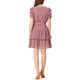 thumbnail image 3 of INSPIRE CHIC Vestido Corto de Doble Capa con Cuello de Lazo, Mangas Fruncidas y Cintura Elástica en Color Púrpura Suave, Talla M, 3 of 7