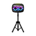 thumbnail image 1 of Portable Bluetooth Speaker with 2 Microphones & Tripod, 120W Output, Upto10H Playtime, On-The-Go Party Box Karaoke with Built-in RGB Lights Strong Vibration IPX6 Splashproof (Black), 1 of 5