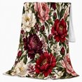 thumbnail image 2 of Vibrant Peony Pumpkin Autumn Botanical Floral, Festive autumn celebration Scene, Warm Flannel Blanket for Living Room and Family Room, Art Lovers autumn celebration Gift, Festive Home Decor, 2 of 9