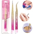 thumbnail image 4 of Ouligay 2Pcs Double Ended Nail Art Tweezers Stainless Steel Tweezer Straight Curved Tip Tweezers with Silicone Pressing Head for Nail Crafts Rhinestone Stickers Jewel Gem Picker Tool, 4 of 4