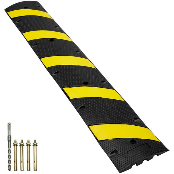 VEVOR 72'' Rubber Speed Bump 2 Channel 22000 lbs Load Heavy Duty Speed Hump