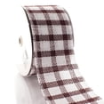 thumbnail image 2 of 4" Wired Burgundy/White Plaid Burlap Ribbon 10 Yards, 2 of 3