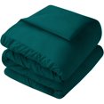 thumbnail image 5 of 5 Piece New Half Pinch Pleated Pattern Comforter Set, 800 TC, 100% Egyptian Cotton, Oversized Super King Size Teal Solid, 5 of 6