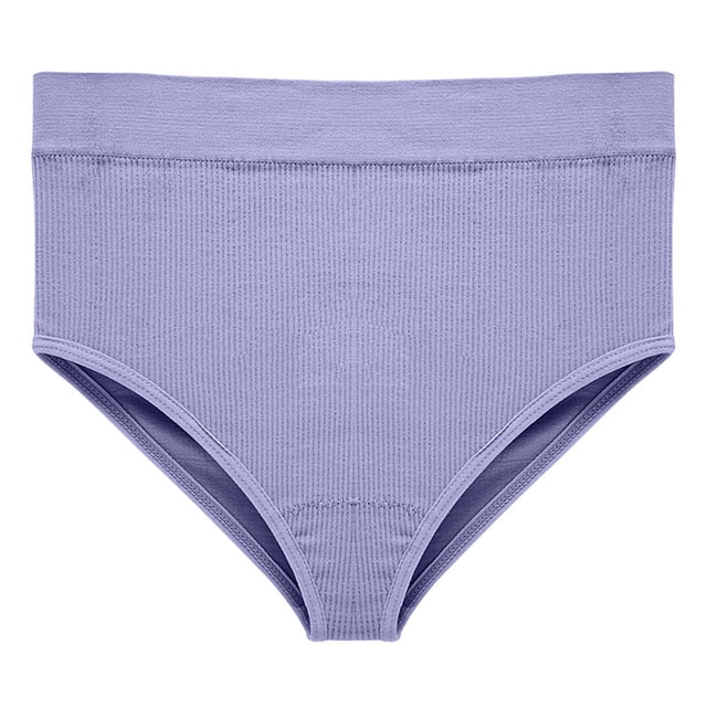 AherBiu Womens Underwear High Waisted Seamless Stretch Briefs High Cut Ribbed Full Coverage Ladies Panties
