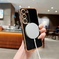 thumbnail image 3 of Magnetic Case for Samsung Galaxy S23 Plus Case [Compatible with MagSafe] Luxury Plating Slim Glossy Phone Case for Women Girls Soft TPU Shockproof Bumper Case,Black, 3 of 12