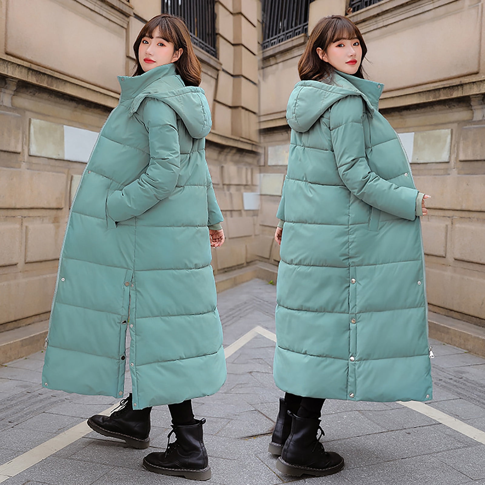 Womens Winter Mid-Length Down Jacket Thickened Warm Long Puffer